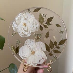 Placa decorativa redonda personalizável flores