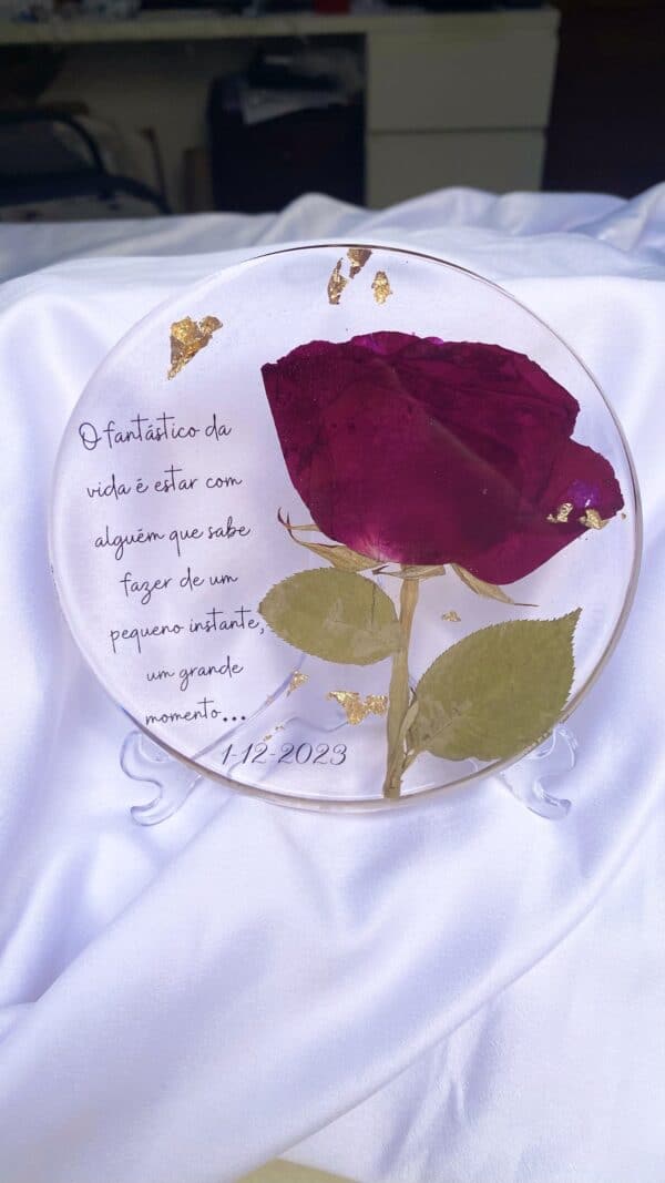 Placa redonda decorativa personalizável - Flores