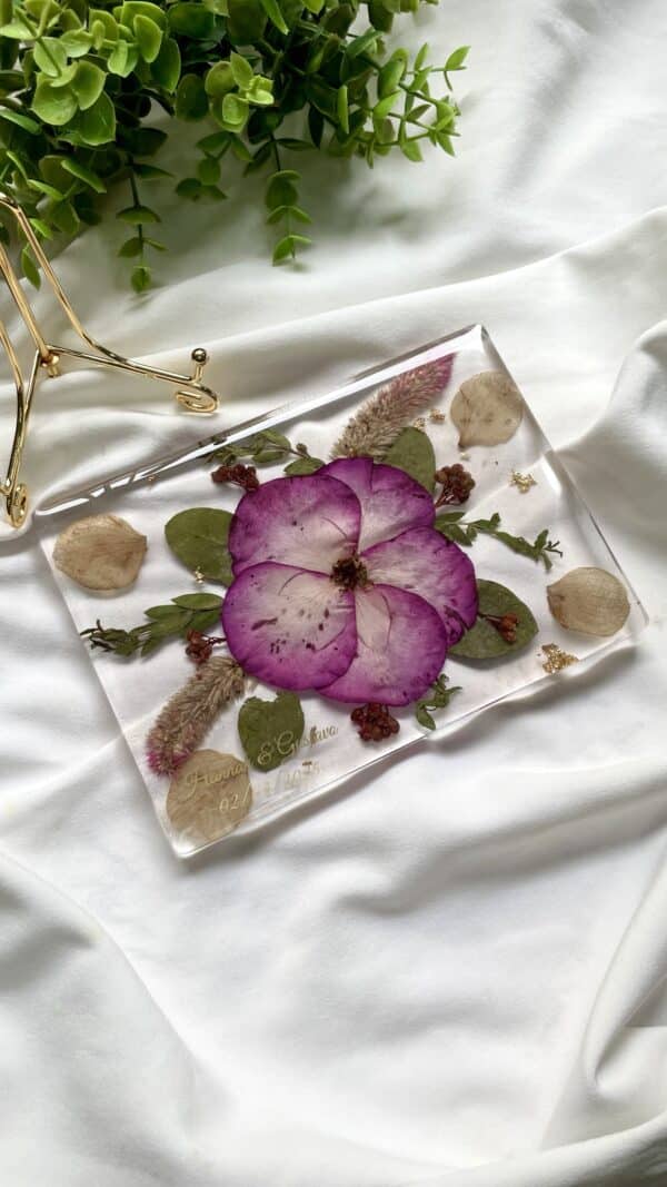 Placa decorativa retangular - personalizável flores