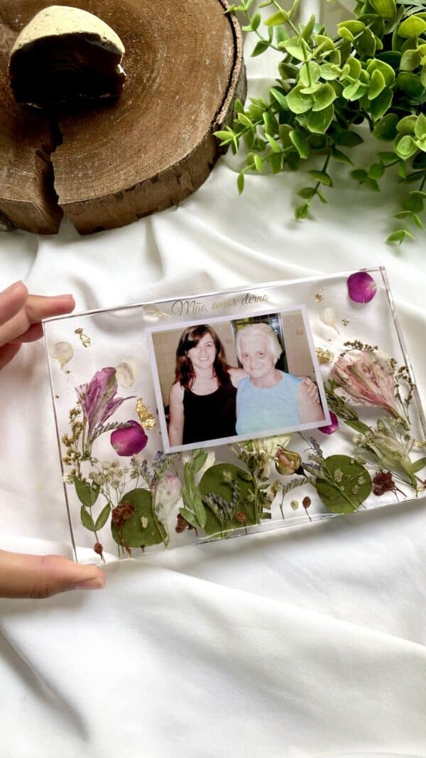 Placa decorativa retangular - personalizável flores - Imagem 2
