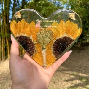 Porta retrato coração personalizável flores