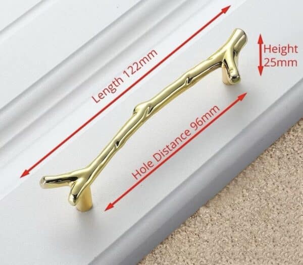 Puxador galho dourado 12 cm (o par)